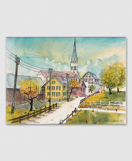 Eschen mit Pfrundbauten und Kirche